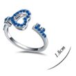 Kulcs a szívedhez- kék- Swarovski kristályos - Gyűrű
