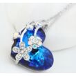 Flower heart- kék- Swarovski kristályos nyaklánc