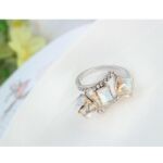 Kockák-borostyán-Swarovski kristályos - Gyűrű