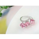 Kockák-rózsaszín-Swarovski kristályos - Gyűrű