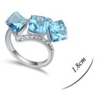 Kockák-kék-Swarovski kristályos - Gyűrű