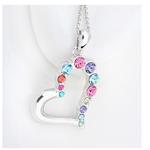 Fél szíven kristály- színes- Swarovski kristályos nyaklánc