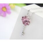 Szerencsehozó kulcs- rózsaszín- Swarovski kristályos nyaklánc