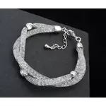Crystal mesh hullám charmmal- silver- kristályos karkötő - fehér