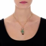 Mya - KERUBINA bronz nyaklánc - aventurin - Swarovski gyöngy - zöld
