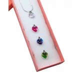 4 pár ékszerdobozos Swarovski kristályos nyaklánc- színes