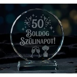 Körkristály - gravírozás egyedi szöveggel és képpel-145*145*15+20 mm