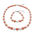 Swarovski gyöngy ékszerszett - Orange and White Pearl