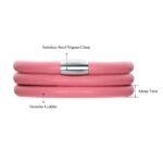 Umode valódi bőr karkötő alap - 3 soros, rózsaszín