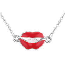 Kiss my lips- ezüst- Swarovski kristályos nyaklánc - piros - Valentin napra ajánljuk!