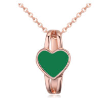 Szívgyűrű- zöld- Swarovski kristályos - nyaklánc 