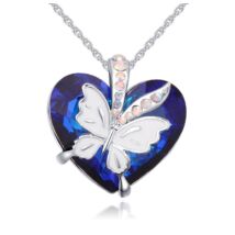 Butterfly heart- kék- Swarovski kristályos nyaklánc - Valentin napra ajánljuk!
