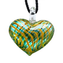 Muránói üveg medál, szív alakú -zöld