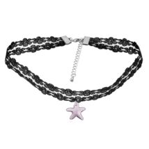 Gótikus csipkés nyaklánc- csillag alakú Swarovski kristállyal- lila