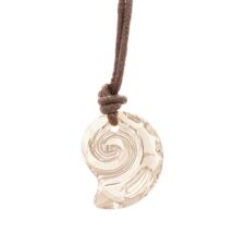 "Sea Snail pendant" -Swarovski medál bőrkötélen- Golden Shadow - borostyán