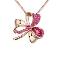Lótuszvirág- rózsaszín-arany Swarovski kristályos nyaklánc
