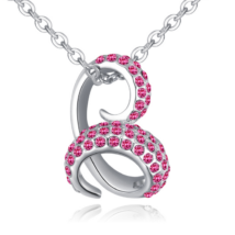 Bent snake- rózsaszín-ezüst kristályos nyaklánc