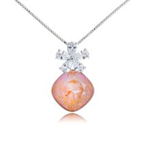 Virágálom - Swarovski kristályos nyaklánc- Light Peach - barackszín