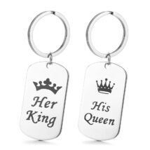 "Her King - His Queen" - gravírozható nemesacél kulcstartó