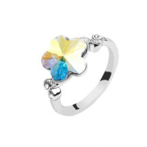 Színjátszós virág - Swarovski kristályos - Gyűrű - fehér