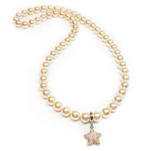 Swarovski gyöngy nyaklánc csillag alakú medállal- Creamrose - krém