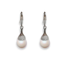Swarovski gyöngy ezüst fülbevaló  - gyöngyházfehér