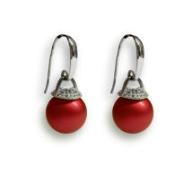 Swarovski gyöngy ezüst fülbevaló - Rouge pearl
