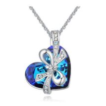 Szívem ajándékban- kék- Swarovski kristályos nyaklánc - Valentin napra ajánljuk!