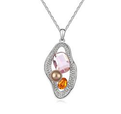 Kincses sziget - rózsaszín,borostyán-Swarovski kristályos - Nyakék