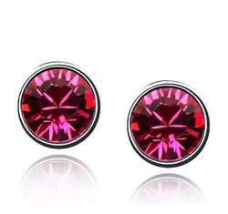Keretes kristály fülbevaló- sötét rózsaszín- Swarovski kristályos