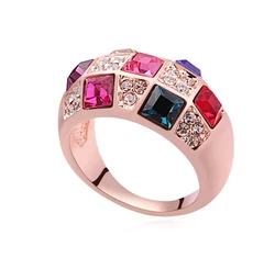 Mozaik- Swarovski kristályos gyűrű-színes