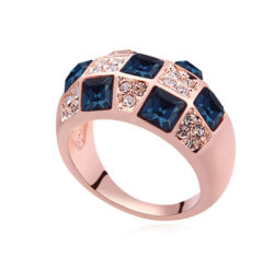 Mozaik- Swarovski kristályos gyűrű-kék