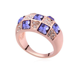 Mozaik- Swarovski kristályos gyűrű-lila