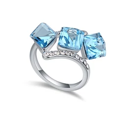 Kockák-kék-Swarovski kristályos - Gyűrű