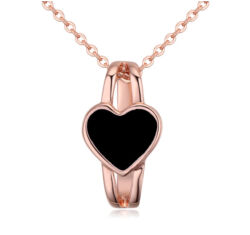 Szívgyűrű- fekete- Swarovski kristályos - nyaklánc-Valentin napra ajánljuk!