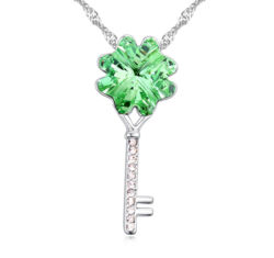 Szerencsehozó kulcs- zöld- Swarovski kristályos nyaklánc