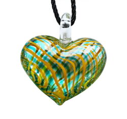 Muránói üveg medál, szív alakú -zöld