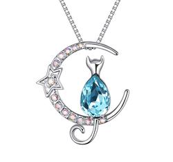 A cica és az álmok  - Swarovski kristályos nyaklánc -kék