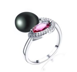 Josefine - valódi gyöngyből készült gyűrű - fekete