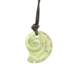 "Sea Snail pendant" -Swarovski medál bőrkötélen- Luminous Green - zöld
