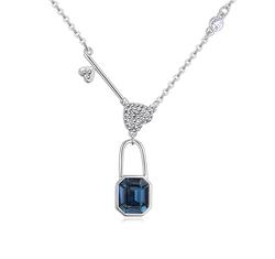 Padlock - kék -Swarovski kristályos-nyaklánc