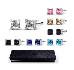 7 nap, 7 ékszer - ékszerdobozos Swarovski kristályos fülbevaló kollekció - 5,2 mm, négyzet alakú kristályos