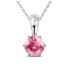 Október- Birth Stone Swarovski kristályos nyaklánc - Pink Tourmaline - rózsaszín
