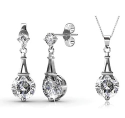 Júlia - Swarovski kristályos szett - ezüst színben - fehér