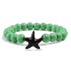 Tengeri csillag - természetes kőből fűzött ásványkarkötő - zöld-fekete