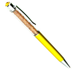 Swarovski kristályos toll ( golyóstoll ) kék tintával - sárga - borostyán