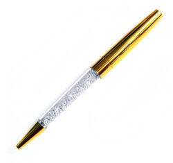 Kristályos toll ( golyóstoll ) fekete tintával - fényes arany