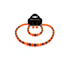 Swarovski gyöngy ékszerszett - Neon Orange & Black Pearl