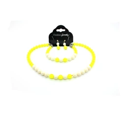 Swarovski gyöngy ékszerszett - Ivory & Neon Yellow Pearl - sárga