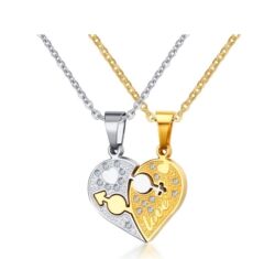 Egymáshoz illő - női - férfi szimbólumos - páros acél nyaklánc - arany-ezüst-Valentin napra ajánljuk!